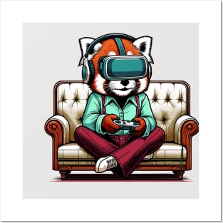 Red Panda gamer - Retro Gaming Bliss Posters and Art